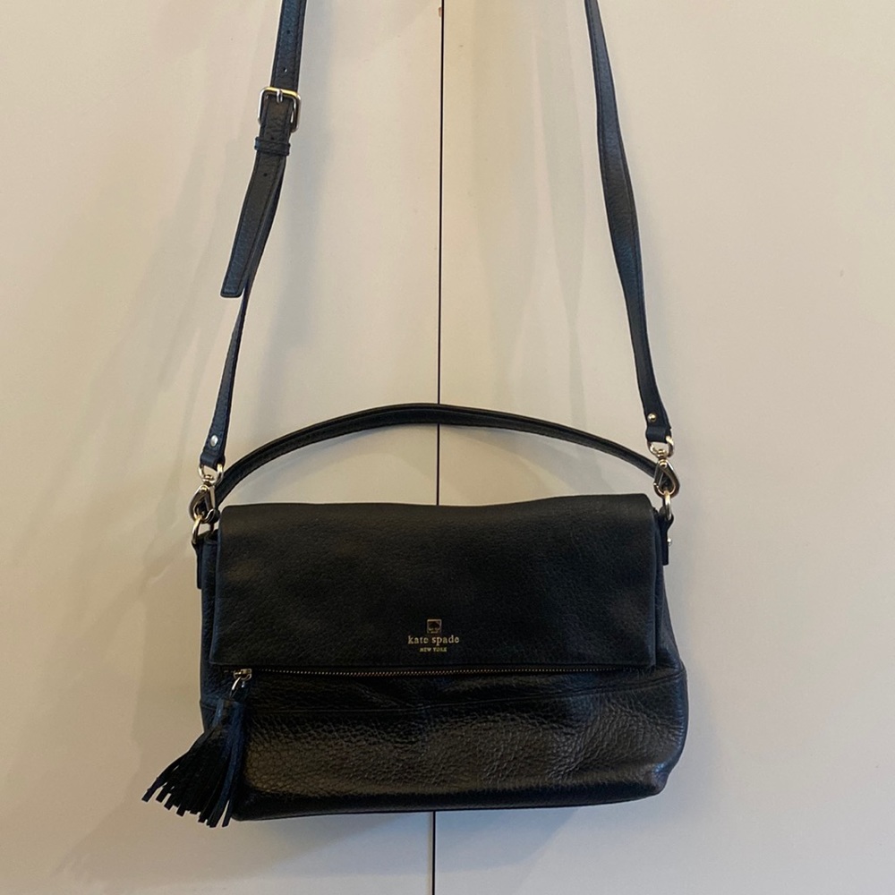 Kate Spade Cobble Hill Little Minka Black 100% Leather Satchel Purse Crossbody